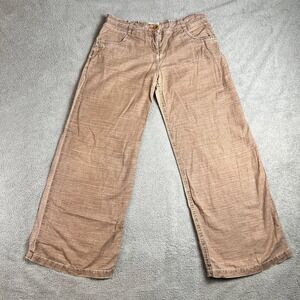 Anthropologie Sitwell Pants Women Size 8 Wide Leg Linen Blend Tan Casual Comfort